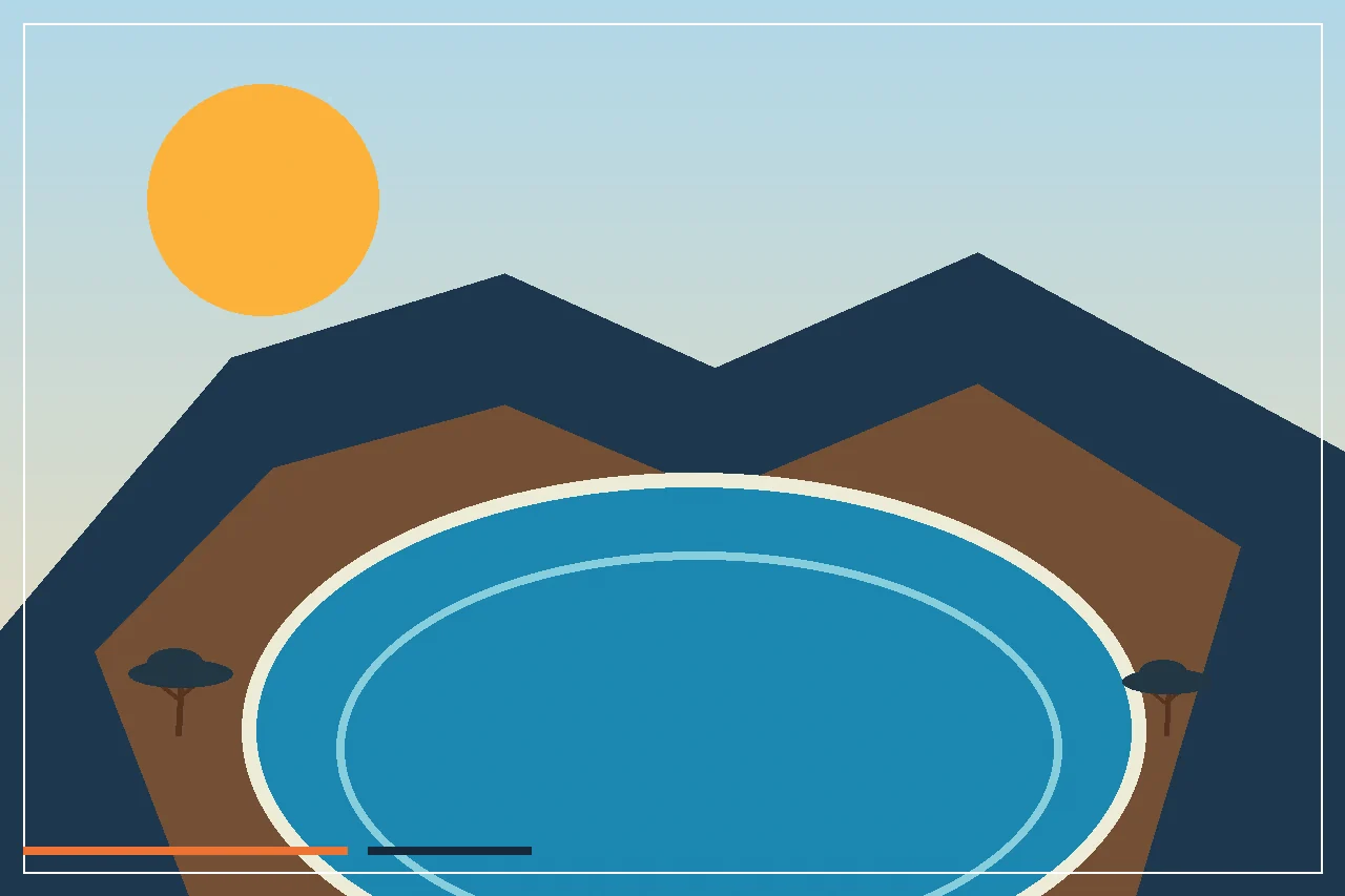 Original illustration of Lake Chala crater lake near Moshi